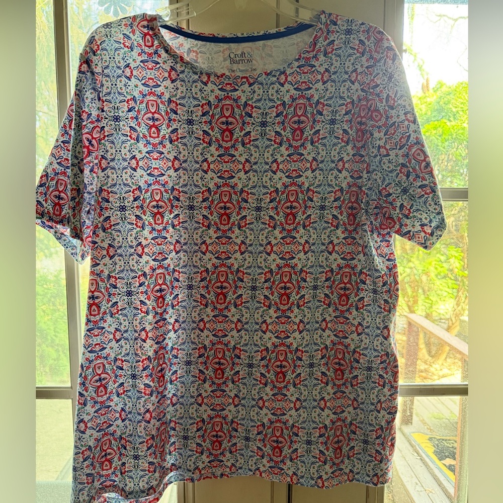 Croft & Barrow Floral Medallion Classic Tee - Multicolor